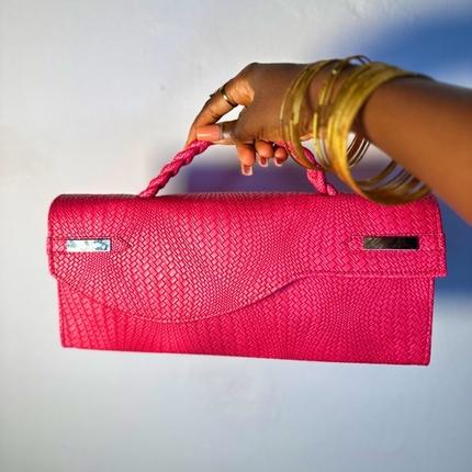 Handmade leather shoulder bag in pink– The Braids Brand Ghana