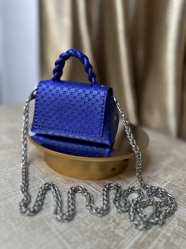 Mini handmade leather handbag in blue – The Braids Brand Ghana