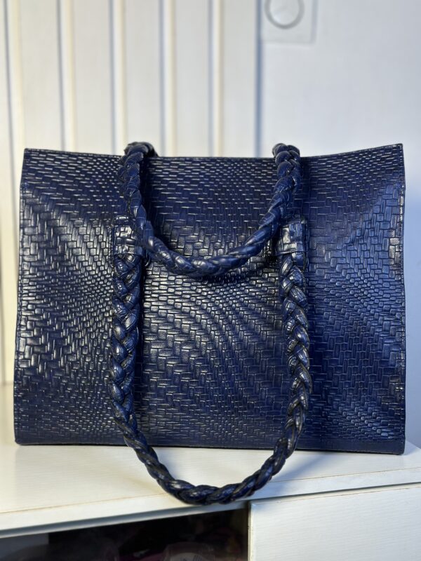 Blue handmade leather tote set – The Braids Brand Ghana