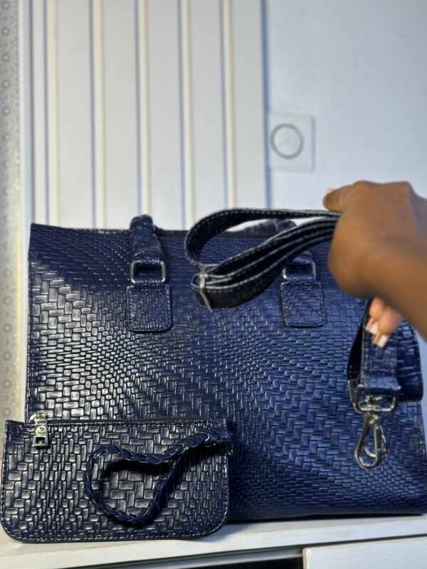 Blue handmade leather tote – The Braids Brand Ghana