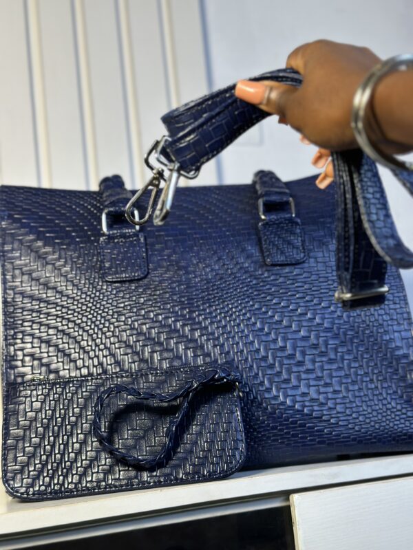 Blue handmade leather tote set – The Braids Brand Ghana
