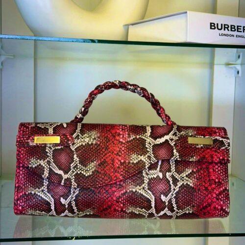 Handmade red snake skin leather bag – The Braids Brand Ghana