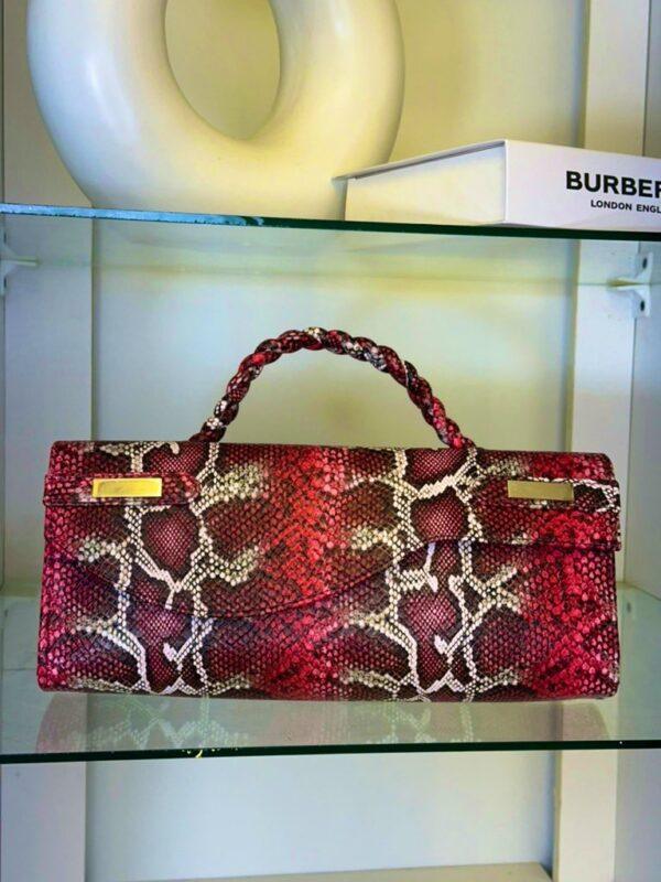 Handmade red snake skin leather bag – The Braids Brand Ghana