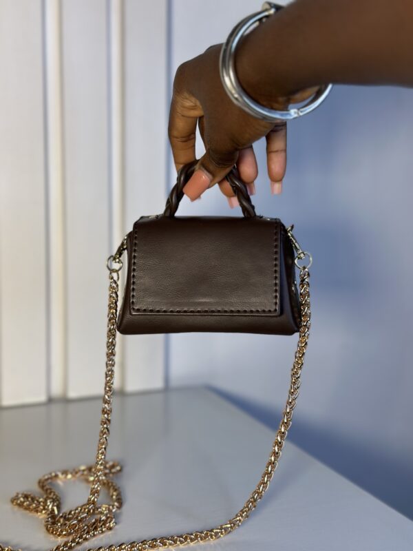 Mini handmade leather handbag in brown – The Braids Brand Ghana