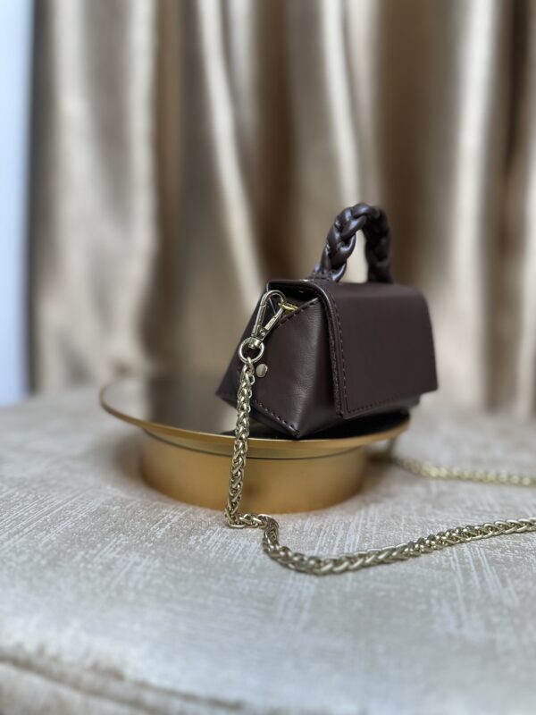 Mini handmade leather bag in brown – The Braids Brand Ghana