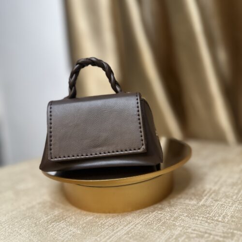 Mini handmade leather bag in brown – The Braids Brand Ghana