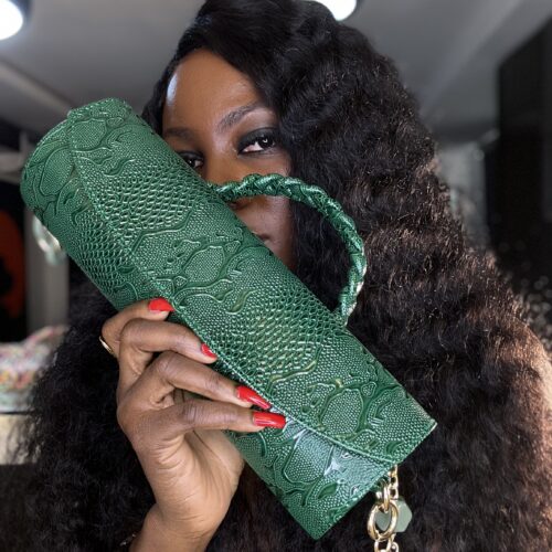 Green handmade leather bag – The Braids Brand Ghana