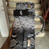 Handmade snake skin grey leather curved flap bag