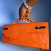 Handmade orange Leather Bag – The Braids Brand Ghana