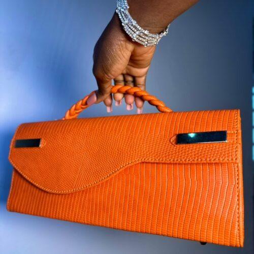 Handmade orange Leather Bag – The Braids Brand Ghana