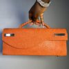 Orange Handmade Leather cured flap bag – The Braids Brand Ghana
