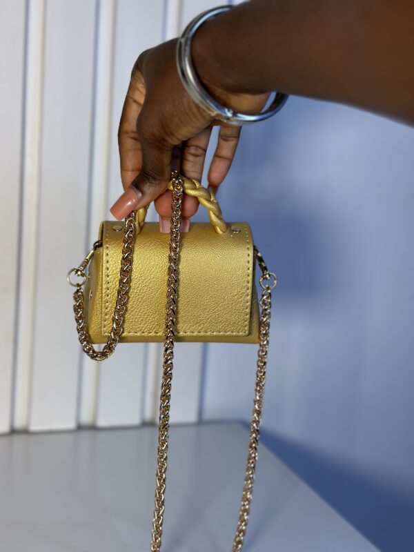 Mini handmade leather handbag in gold – The Braids Brand Ghana