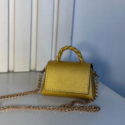Mini handmade leather handbag in gold – The Braids Brand Ghana