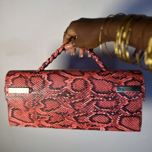 The Ruth Bag Orange and black Snake Skin Leather