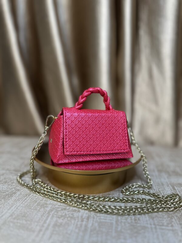 Mini handmade leather handbag in pink – The Braids Brand Ghana