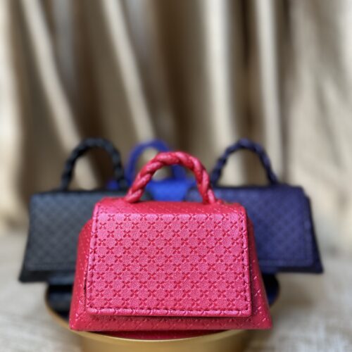 Mini handmade leather handbag in pink – The Braids Brand Ghana
