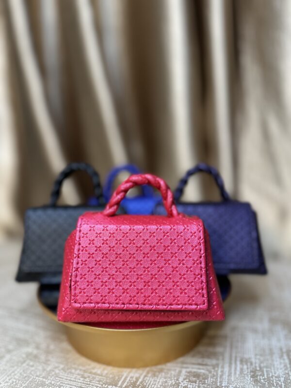 Mini handmade leather handbag in pink – The Braids Brand Ghana