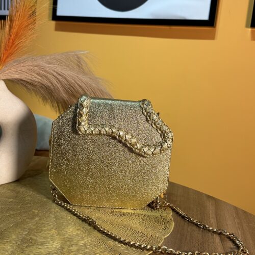 Gold octagon leather bag - The braids Brand