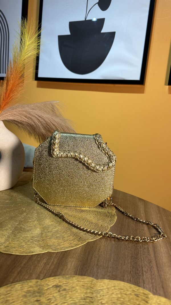 Gold octagon leather bag - The braids Brand