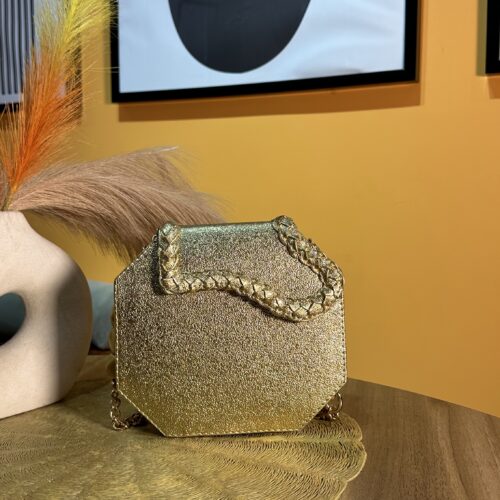 Gold octagon leather bag - The braids Brand
