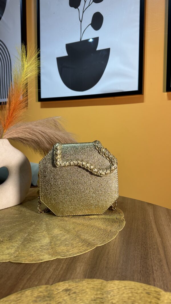 Gold octagon leather bag - The braids Brand