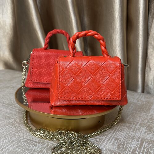 red checked mini leather bag - The braids Brand