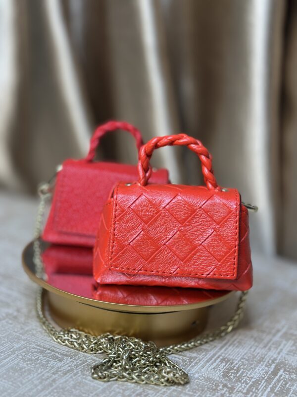 red checked mini leather bag - The braids Brand