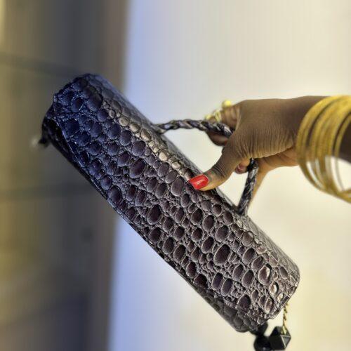 Deep Purple handmade cylinder leather bag - The braids Brand