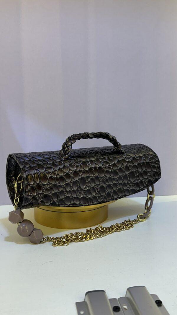 Deep Purple handmade cylinder leather bag - The braids Brand