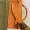 Curved Flap leather bag in orange - The braids Brand