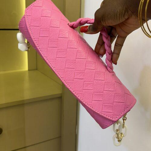 Handmade Pink Cylinder leather bag - The braids Brand