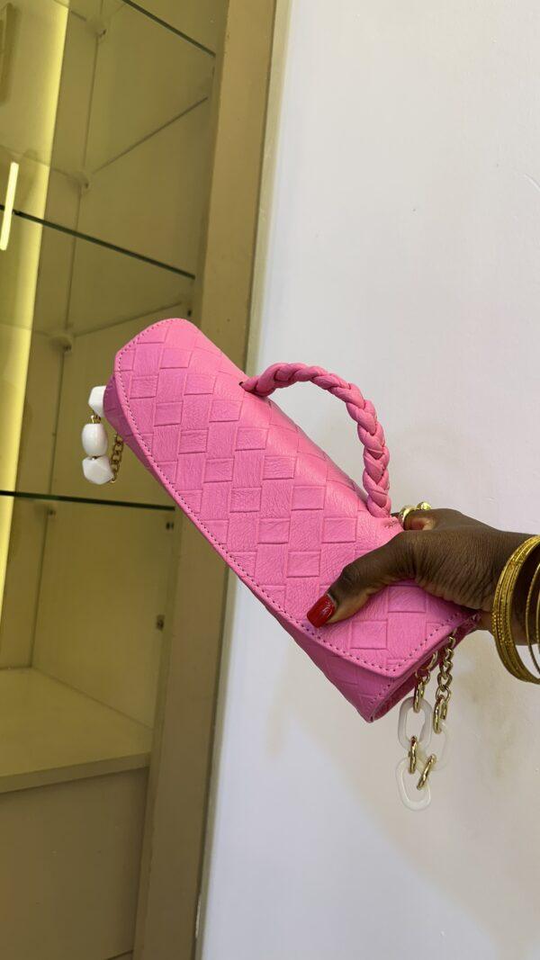 Handmade Pink Cylinder leather bag - The braids Brand
