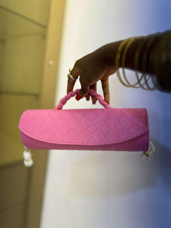 Handmade Pink Cylinder leather bag - The braids Brand