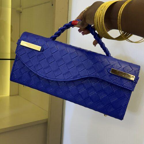 Handmade blue leather bag - The braids Brand