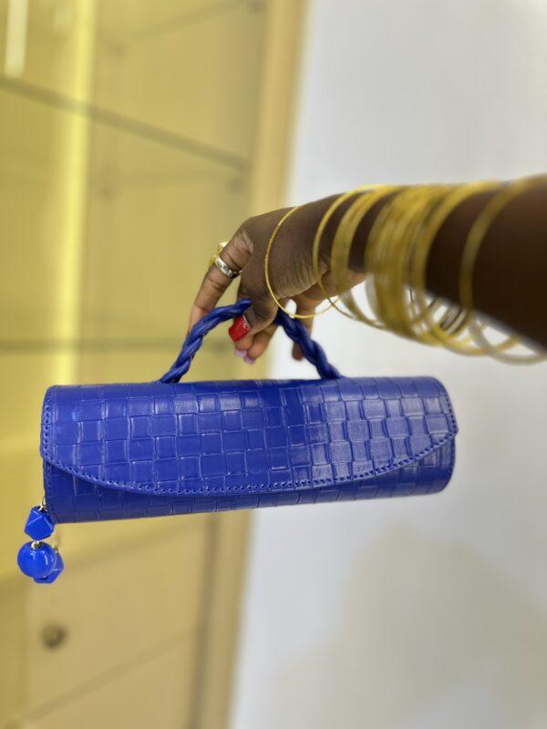 Handmade blue cylinder leather bag - The braids Brand