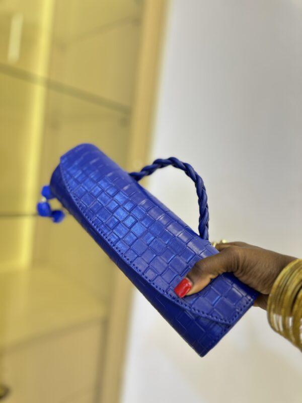 Handmade blue cylinder leather bag - The braids Brand