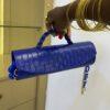 Handmade blue cylinder leather bag - The braids Brand