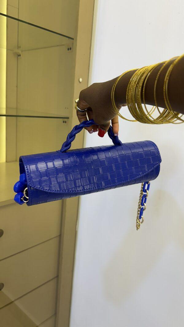 Handmade blue cylinder leather bag - The braids Brand
