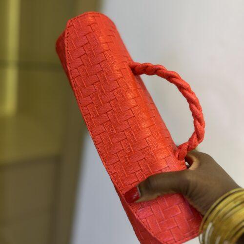 Cylinder leather bag in burnt orange - The braids Brand
