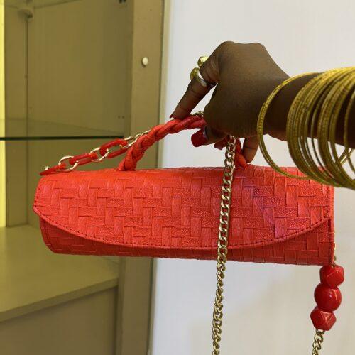 Cylinder leather bag in burnt orange - The braids Brand