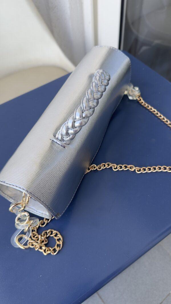 Handmade silver Cylinder leather bag - The braids Brand