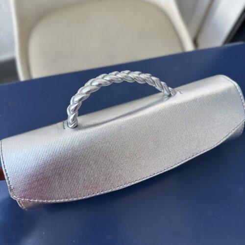 Handmade silver Cylinder leather bag - The braids Brand