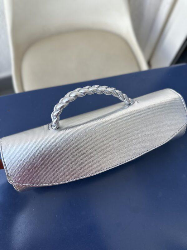 Handmade silver Cylinder leather bag - The braids Brand