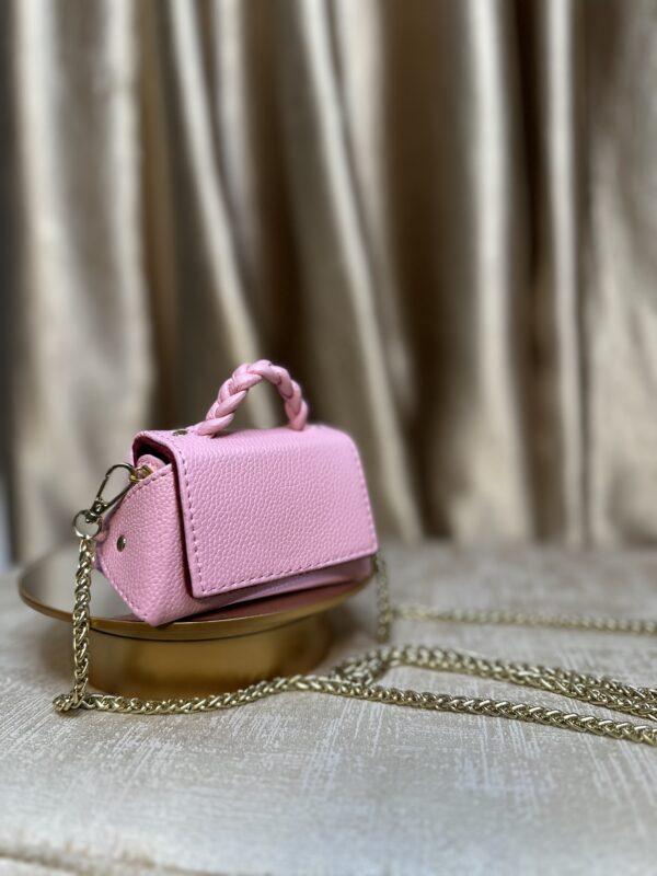 Handmade Pink mini leather bag - The braids Brand