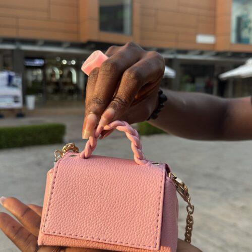 Handmade Pink mini leather bag - The braids Brand