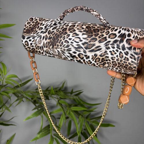 Handmade tiger print leather bag - The braids Brand